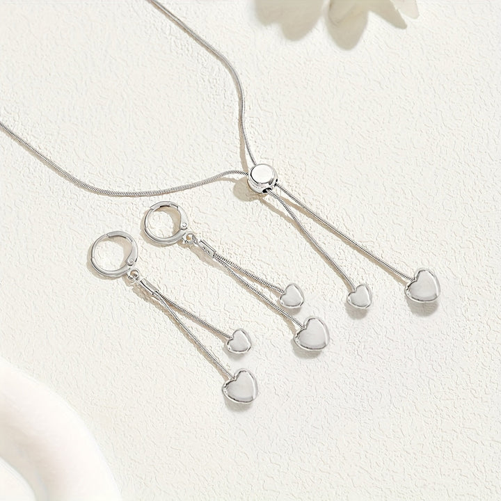 Set Collana e Orecchini con Pendente a Cuore