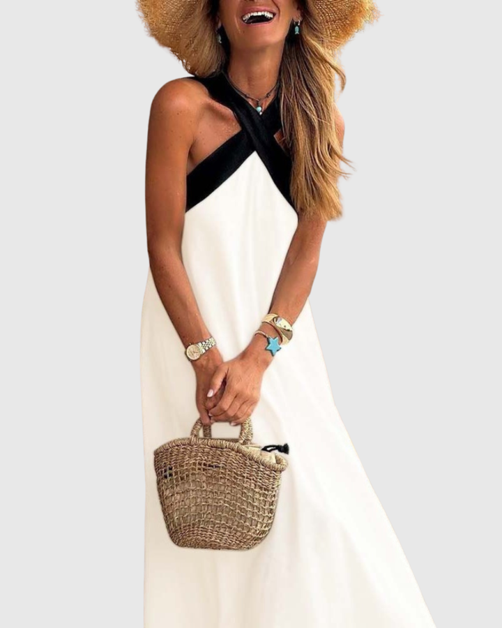 ORELLA | ABITO INCROCIATO CON SCOLLO HALTER