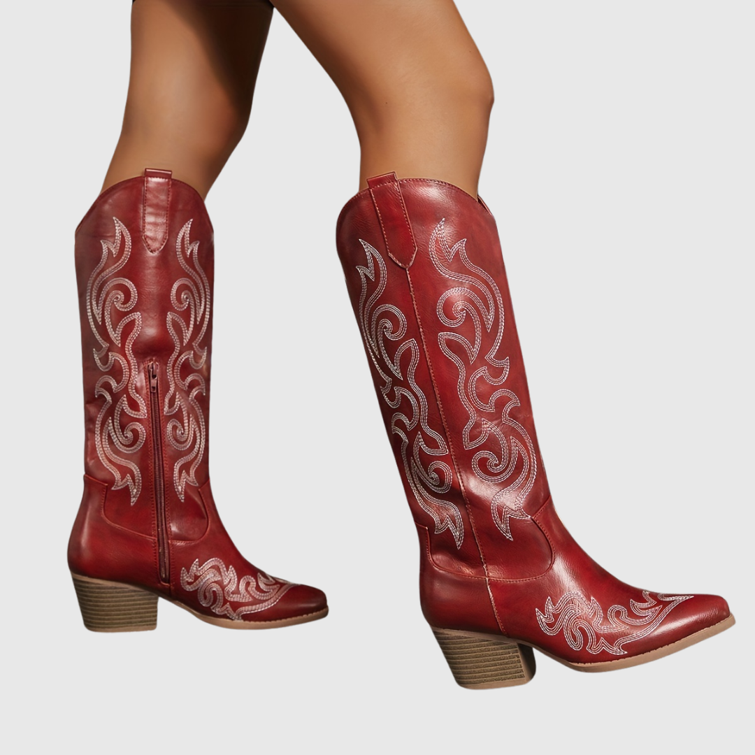 HESTER | STIVALI COWBOY CON RICAMI E ZIP