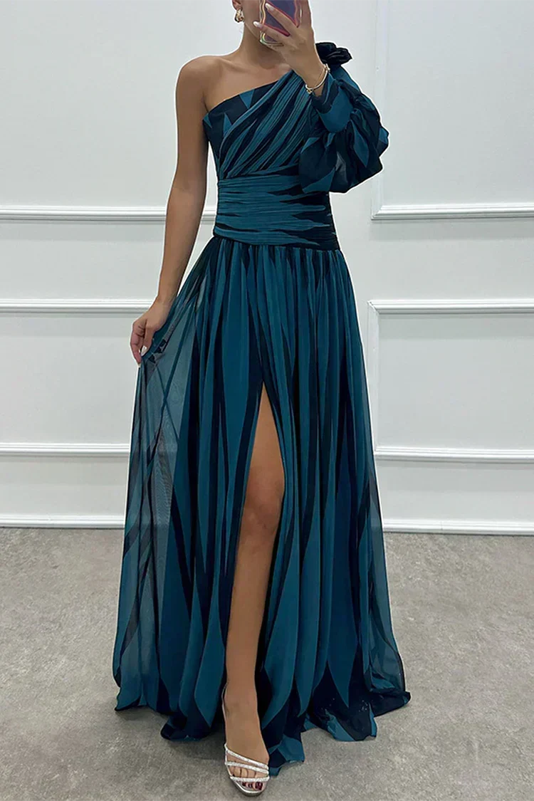 Aurora | Abito Elegante a Righe Monospalla