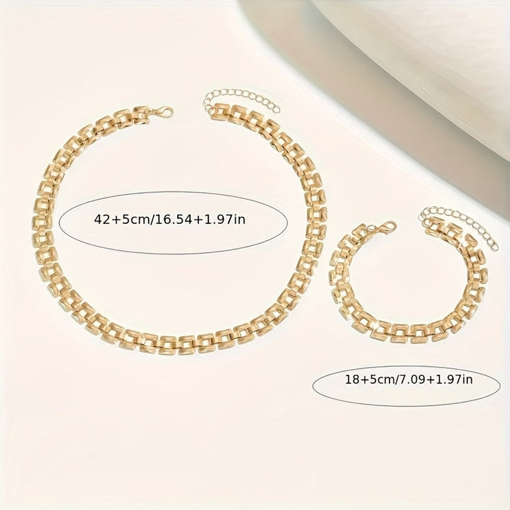 Set Collana e Bracciale a Maglie Quadrate