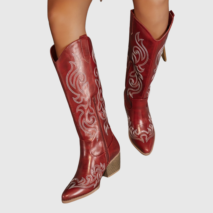 HESTER | STIVALI COWBOY CON RICAMI E ZIP