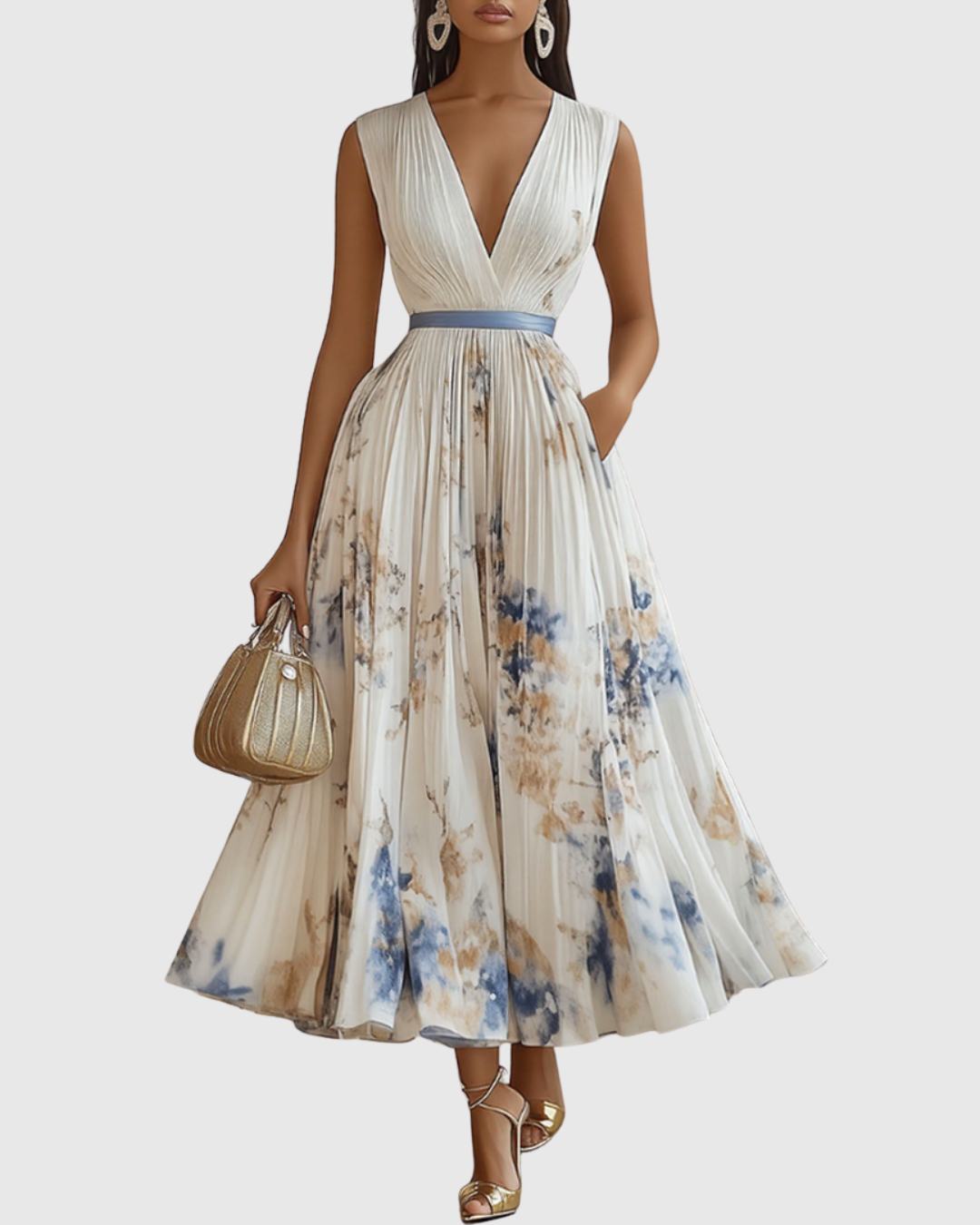 ROWELLA | ABITO MAXI PLISSETTATO