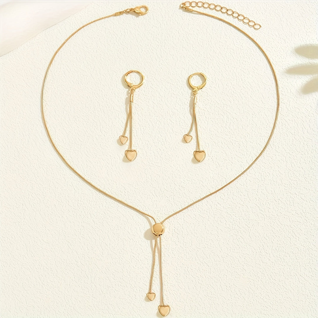 Set Collana e Orecchini con Pendente a Cuore