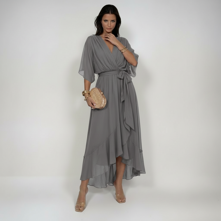 MARTA | ABITO IN CHIFFON CON SCOLLATURA A V