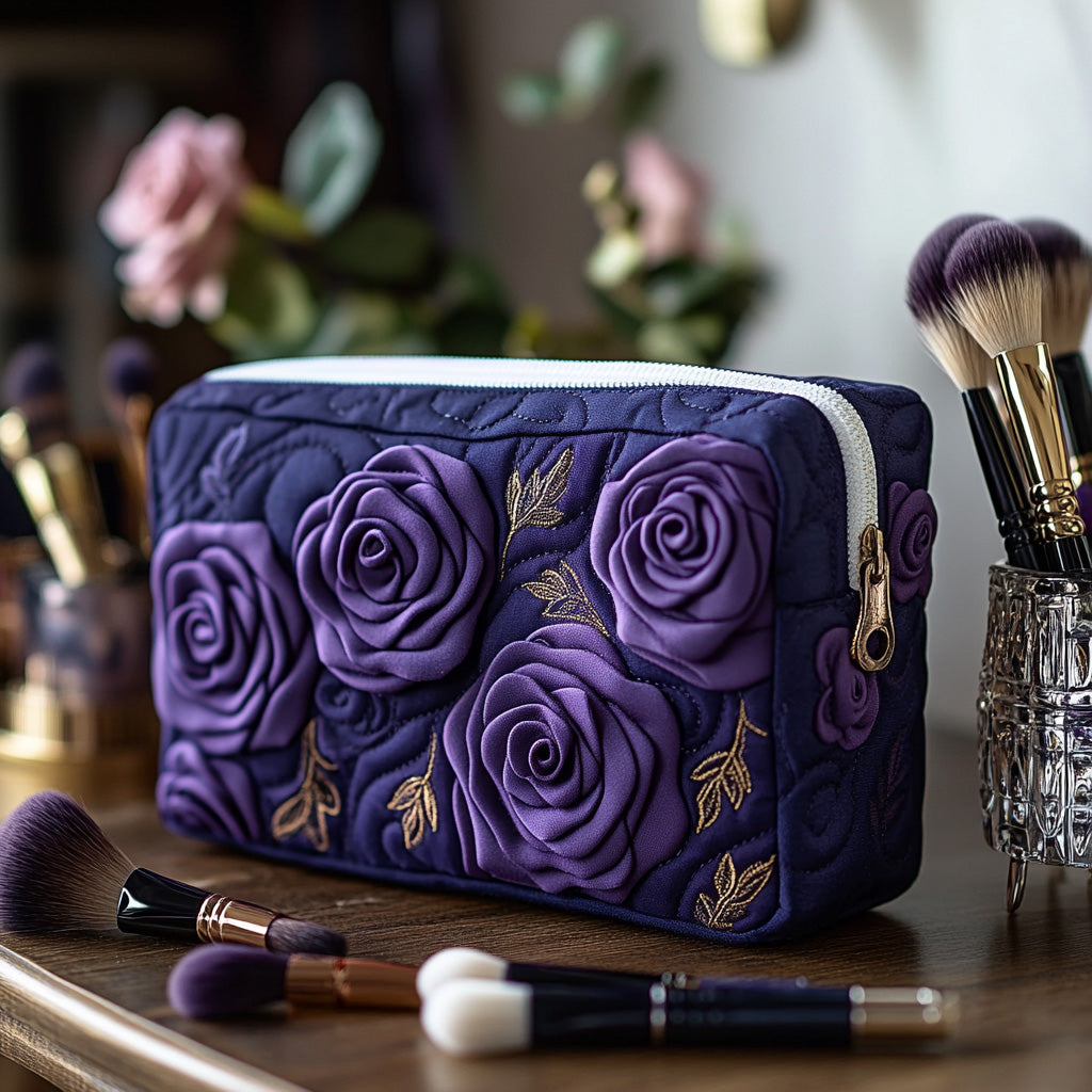 Beauty case trapuntato con fiore ametista NCU0DV7738