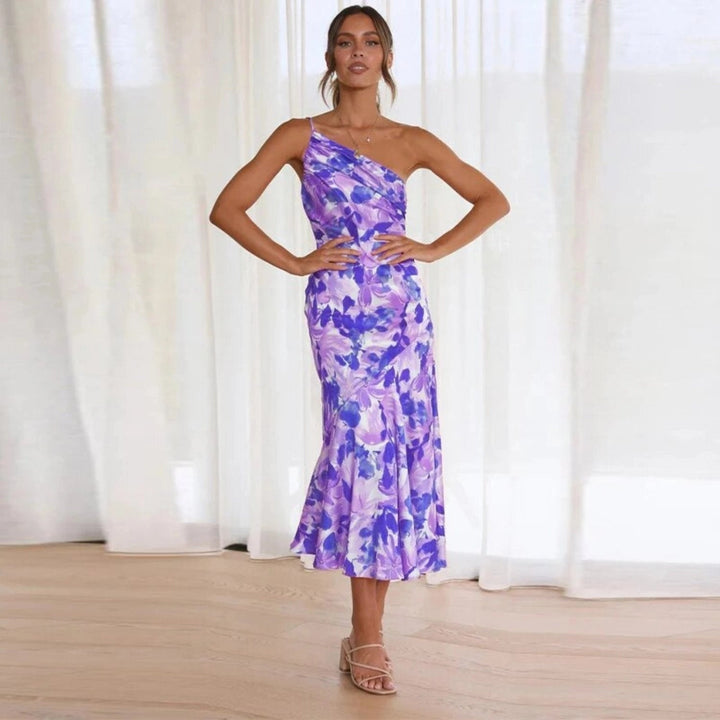Violetto | Abito in Raso Floreale