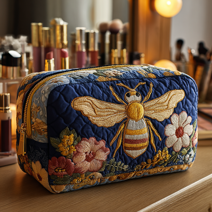 Beauty case trapuntato con api e fiori NCU0DK10421