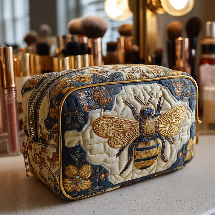 Beauty case trapuntato con ape decorativa NCU0DK10419
