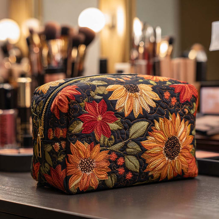 Beauty case trapuntato con fiore elegante NCU0NT10226