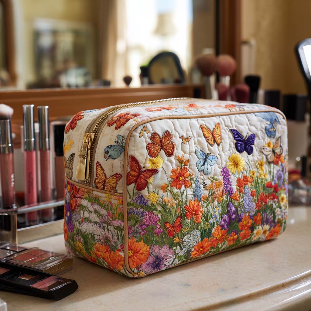 Beauty case trapuntato con giardino fiorito NCU0NT10166
