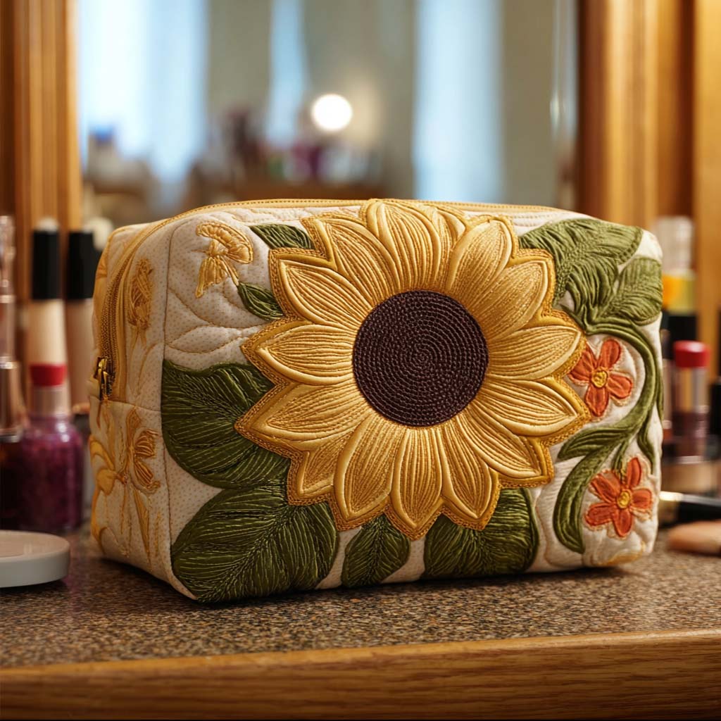 Beauty case trapuntato con fiore luminoso NCU0NT10227