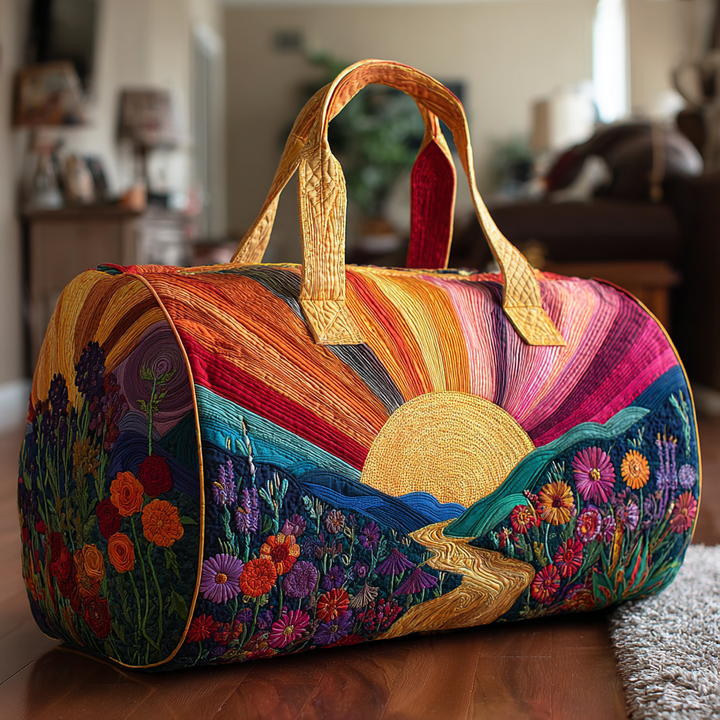 Borsa da viaggio trapuntata con fantasia alba luminosa NCU0DK9815