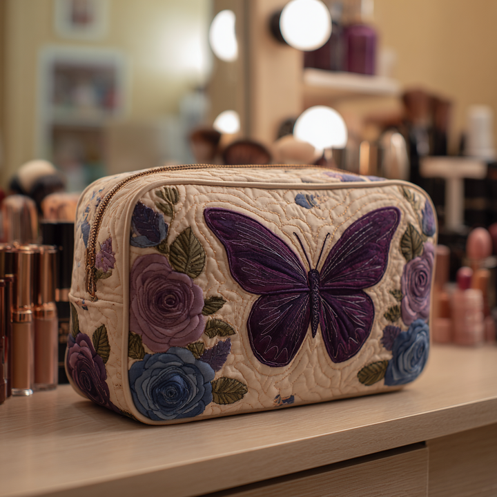 Beauty case trapuntato con farfalla NCU0DK10504