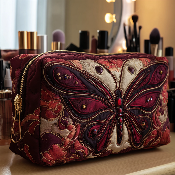 Beauty case trapuntato con giardino di farfalle NCU0DK10511