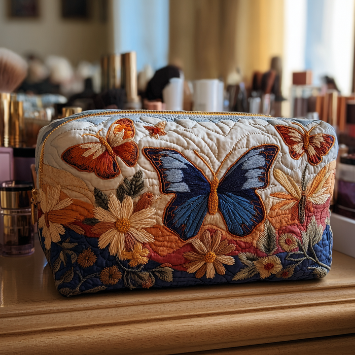 Beauty case trapuntato con farfalle eleganti NCU0DK10506