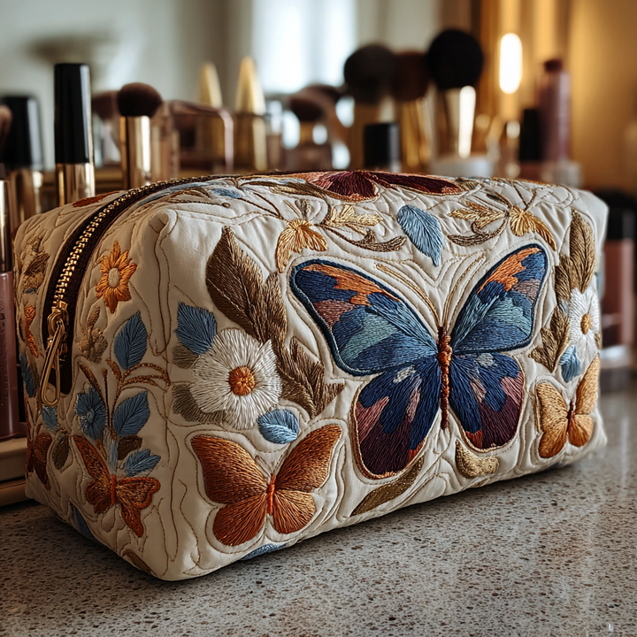 Beauty case trapuntato con farfalle delicate NCU0DK10507