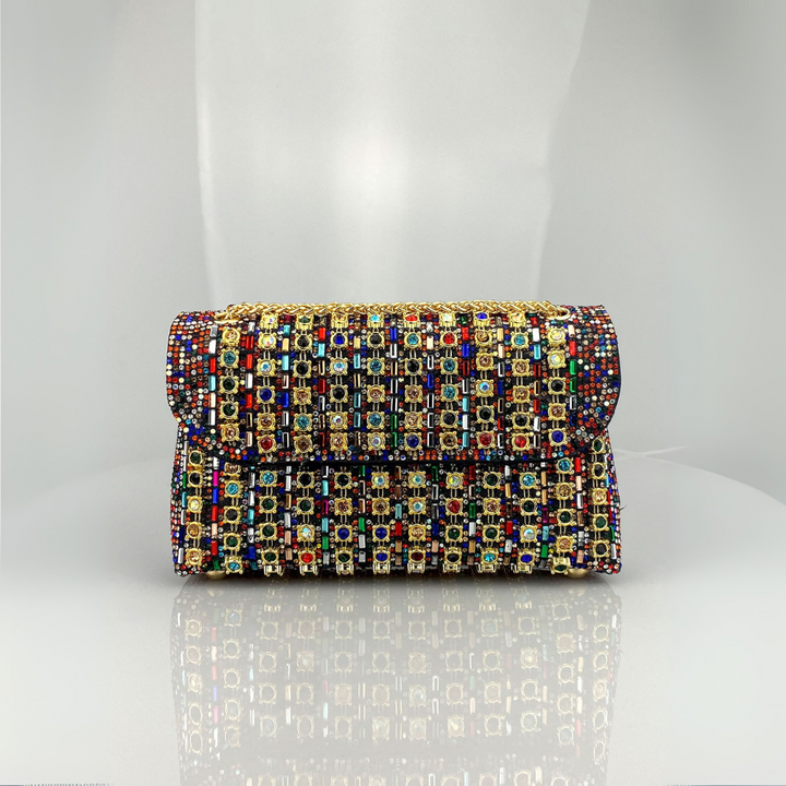 KLAUDIA | BORSA A SPALLA CON CATENA E DIAMANTI CHIC