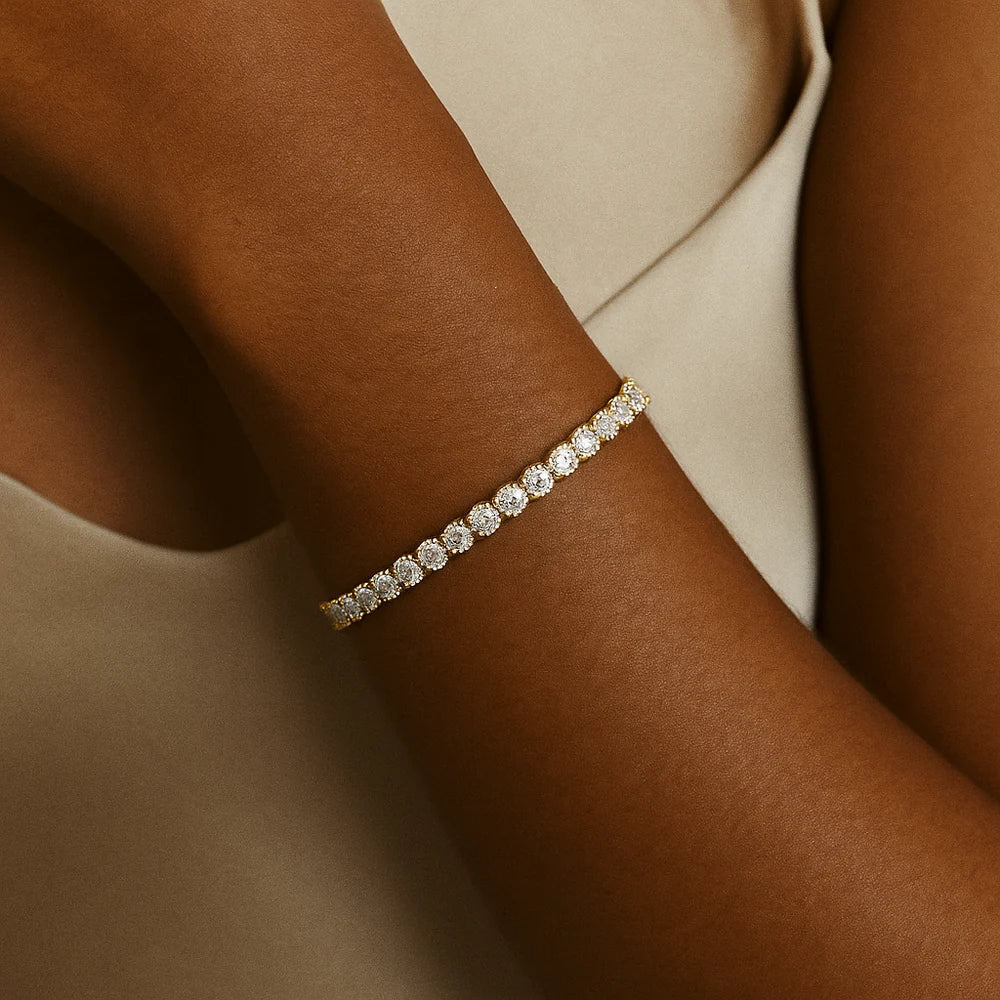 Bracciale tennis dorato con moissanite