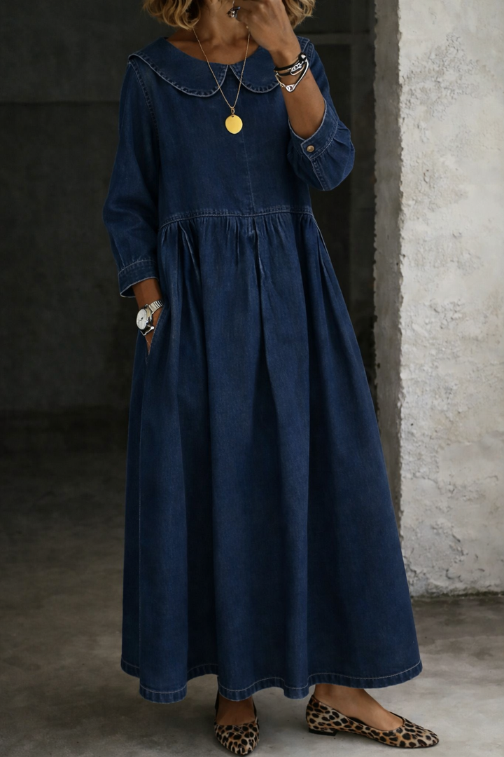 CLARA | ABITO IN DENIM CON COLLETTO PETER PAN