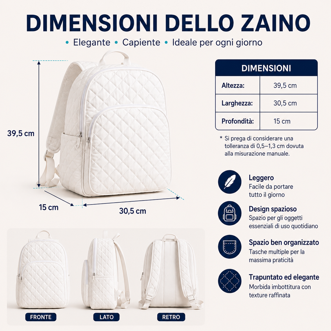 Zaino Trapuntato Viola Hippie con Spallacci Neri