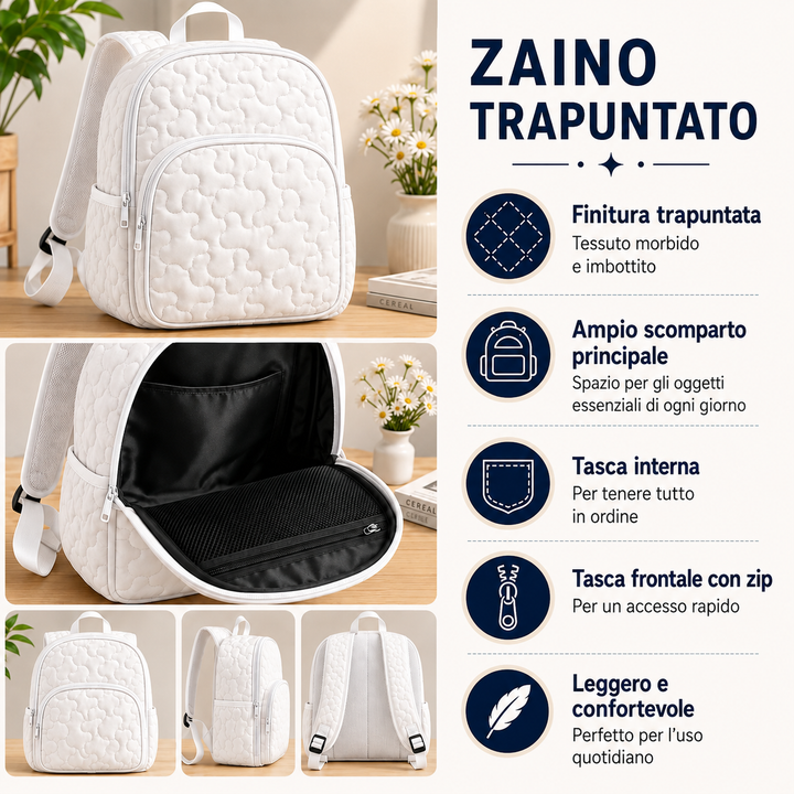 Zaino Trapuntato Rosa con Fenicottero