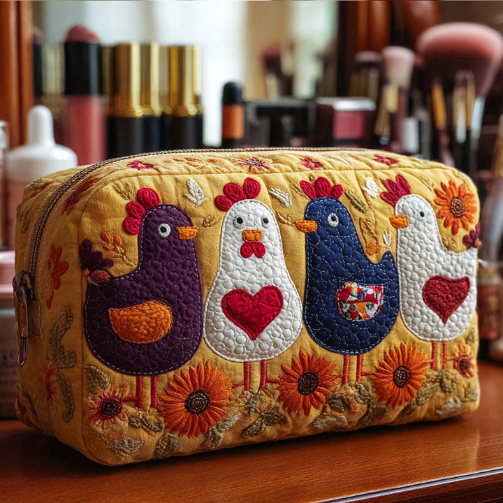 Beauty case trapuntato con piume di gallina NCU0NT10539
