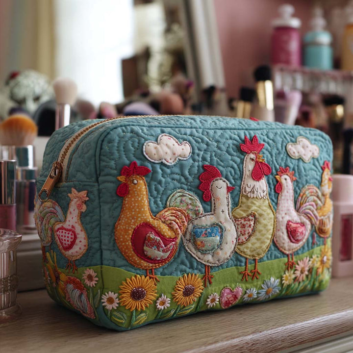 Beauty case trapuntato con galline in giardino NCU0NT10540