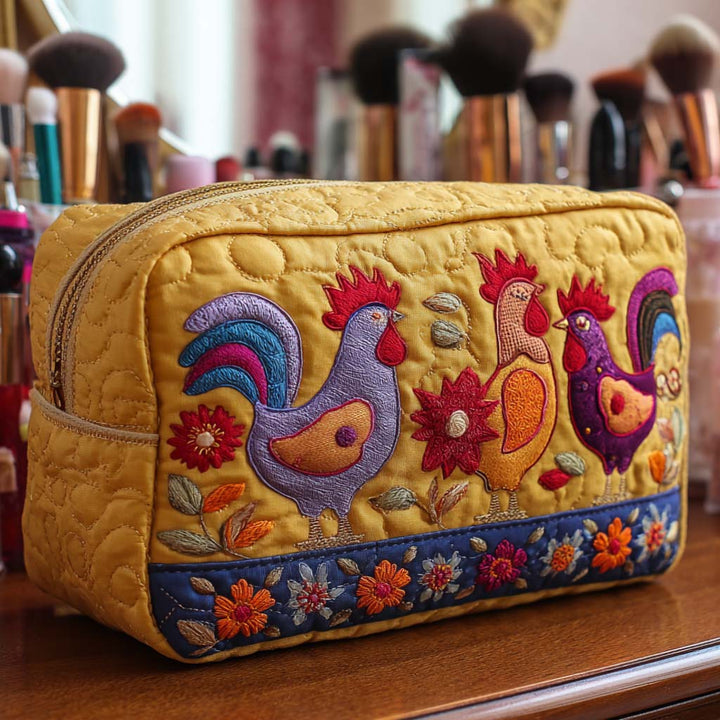 Beauty case trapuntato con galline nel giardino NCU0NT10541