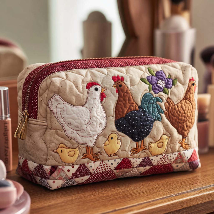 Beauty case trapuntato con gallina nel nido NCU0NT10545