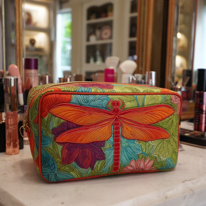 Beauty case trapuntato con libellule e fiori NCU0DK10228