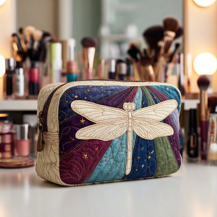 Beauty case trapuntato con giardino di libellule NCU0DK10226