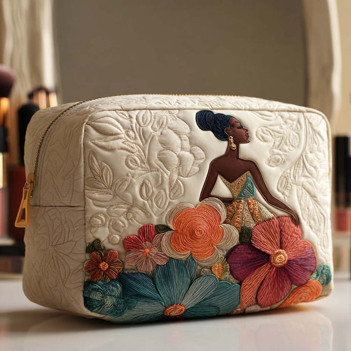 Beauty case trapuntato con fiori eleganti NCU0NT10375