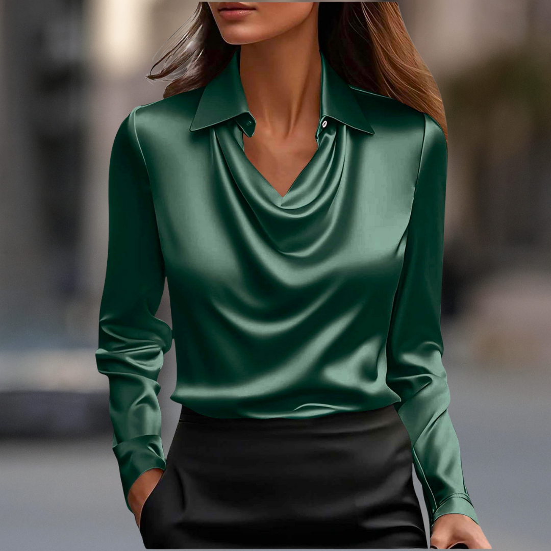 BLUSA IN RASO SETOSO CON SCOLLO DRAPPEGGIATO