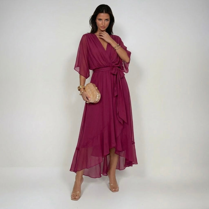 MARTA | ABITO IN CHIFFON CON SCOLLATURA A V