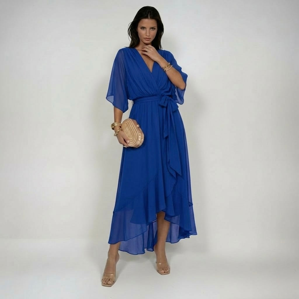 MARTA | ABITO IN CHIFFON CON SCOLLATURA A V