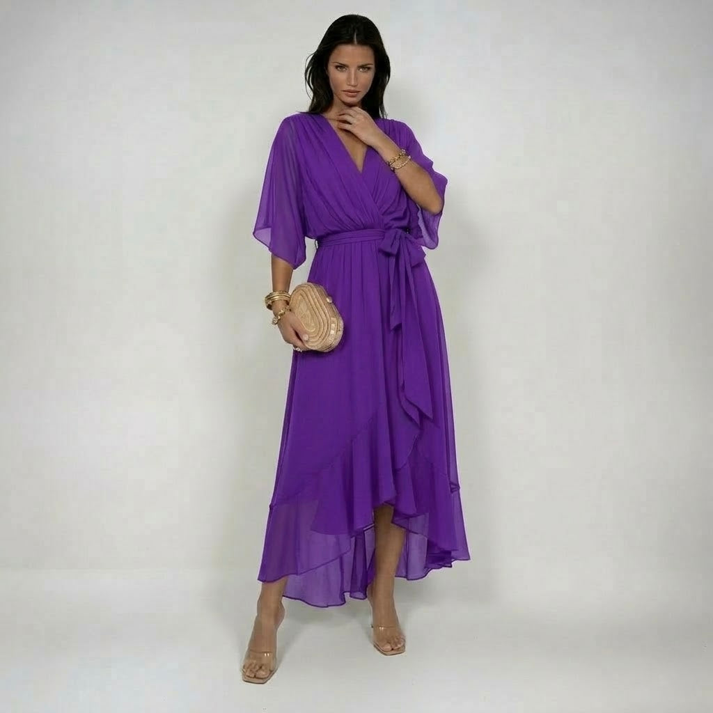 MARTA | ABITO IN CHIFFON CON SCOLLATURA A V