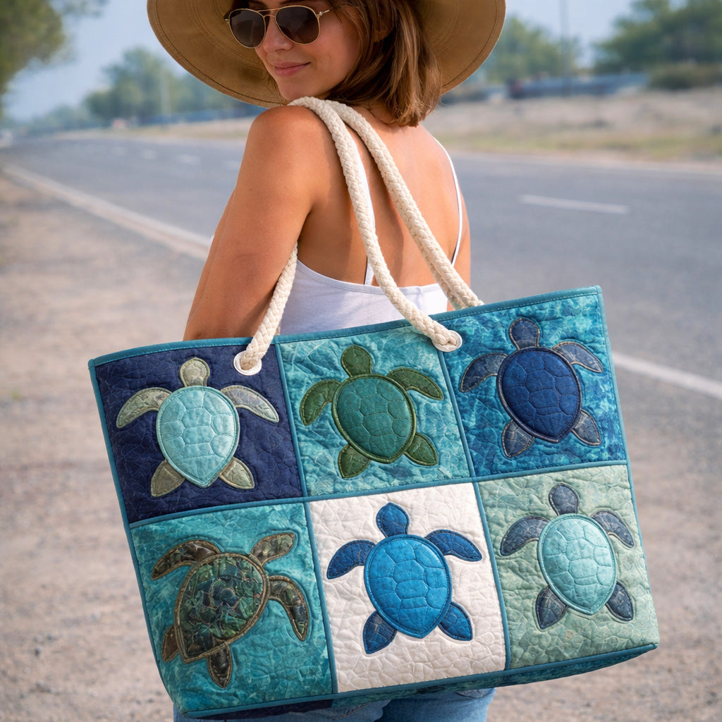 Borsa Mare e Viaggio Trapuntata Tartaruga Blu