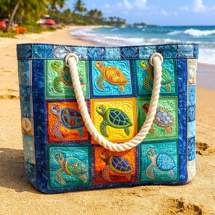 Borsa da Spiaggia Trapuntata Tartaruga Tranquilla – L e XL