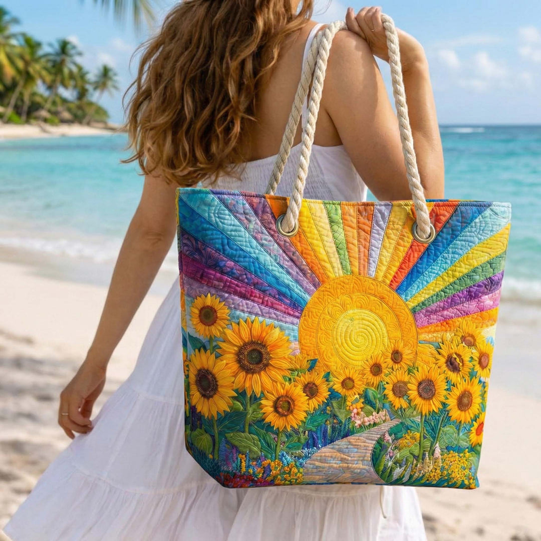 Borsa Mare Patchwork Sole Arcobaleno – Capiente e Leggera