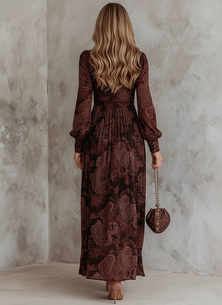 ELOISE | ABITO MAXI PAISLEY CON CERNIERA IN VITA