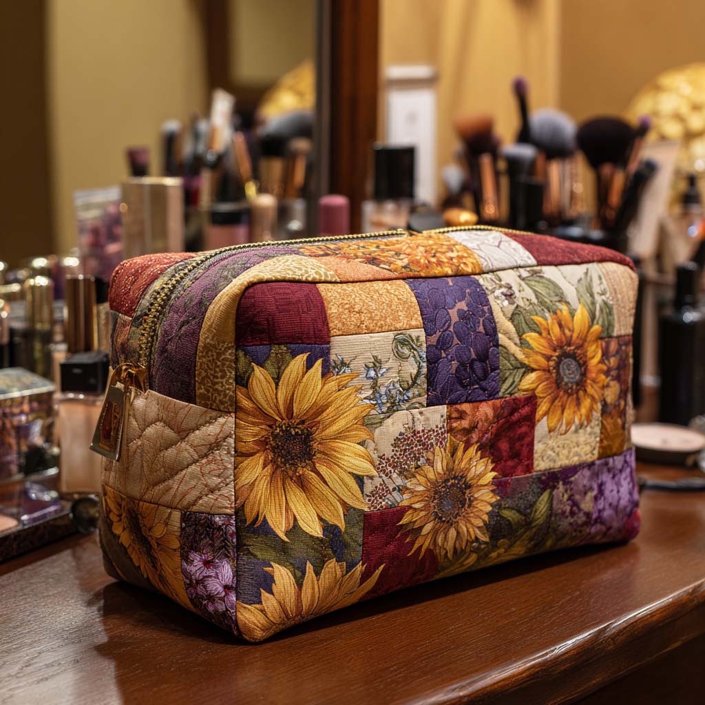 Beauty case trapuntato con fiore dorato NCU0NT10170