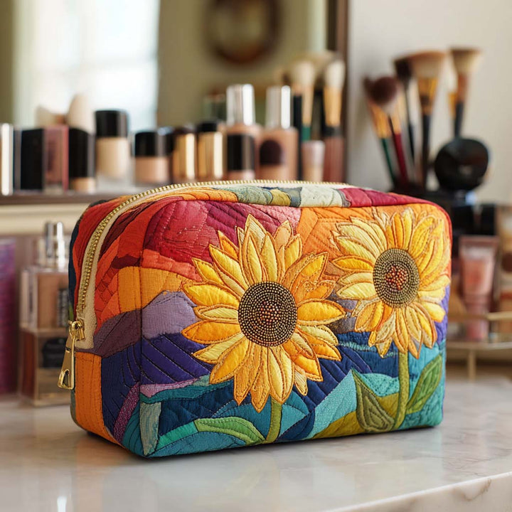 Beauty case trapuntato con fiore dorato NCU0NT10231