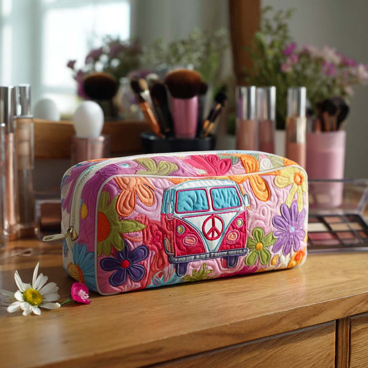 Beauty case trapuntato con pulmino floreale retrò NCU0PT9430