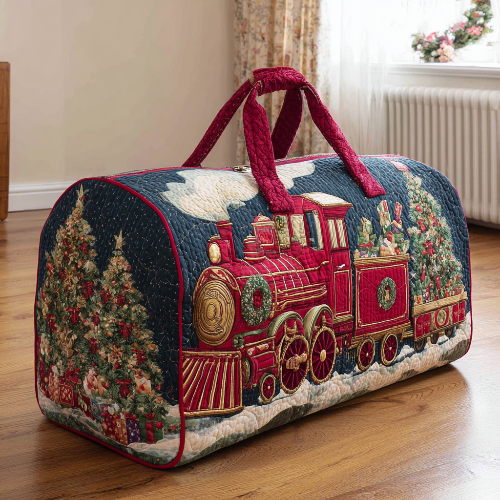 Borsa da viaggio trapuntata con treno delle feste NCU0DK9970