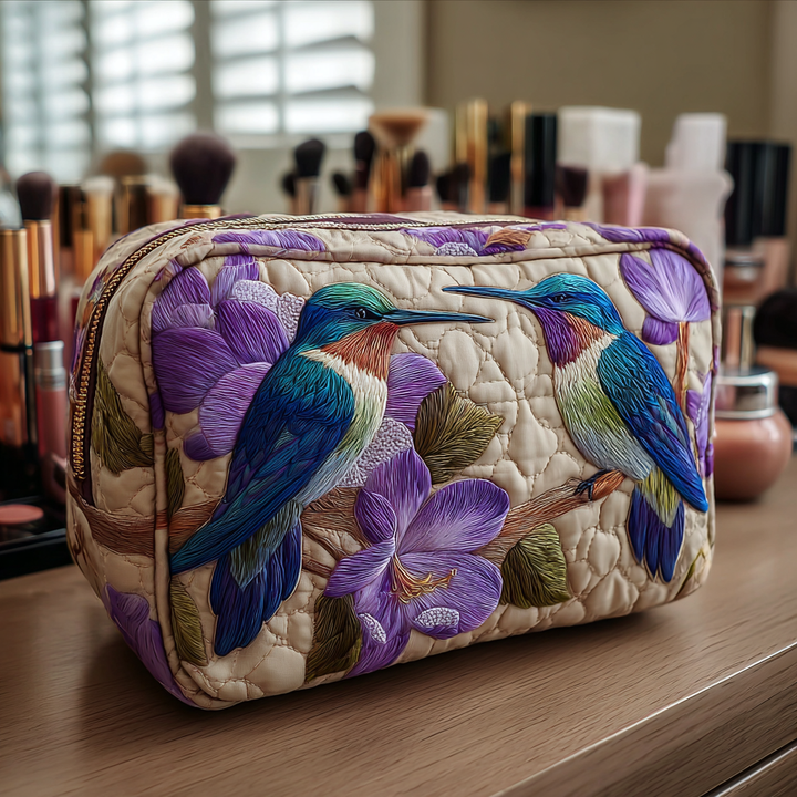 Beauty case trapuntato con colibrì delicato NCU0DK10217