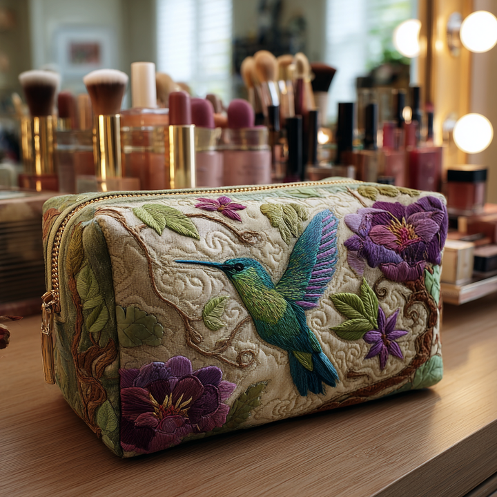 Beauty case trapuntato con colibrì luminoso NCU0DK10214