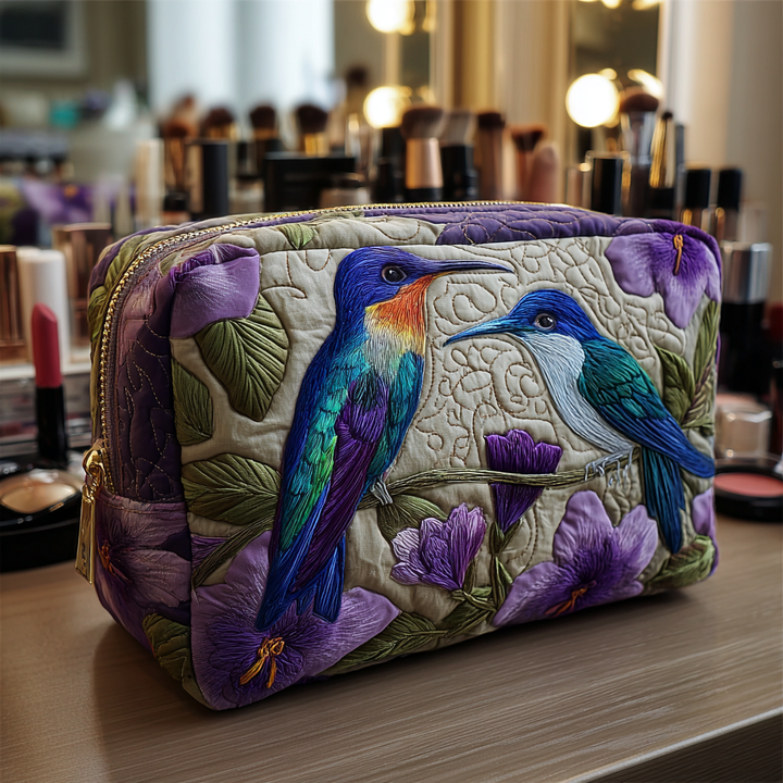 Beauty case trapuntato con colibrì delicato NCU0DK10218
