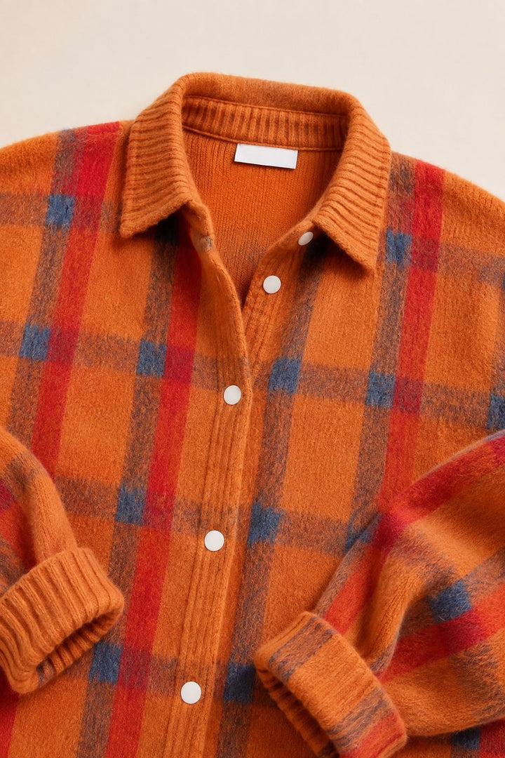 Corinne | Cardigan Donna a Quadri con Bottoni