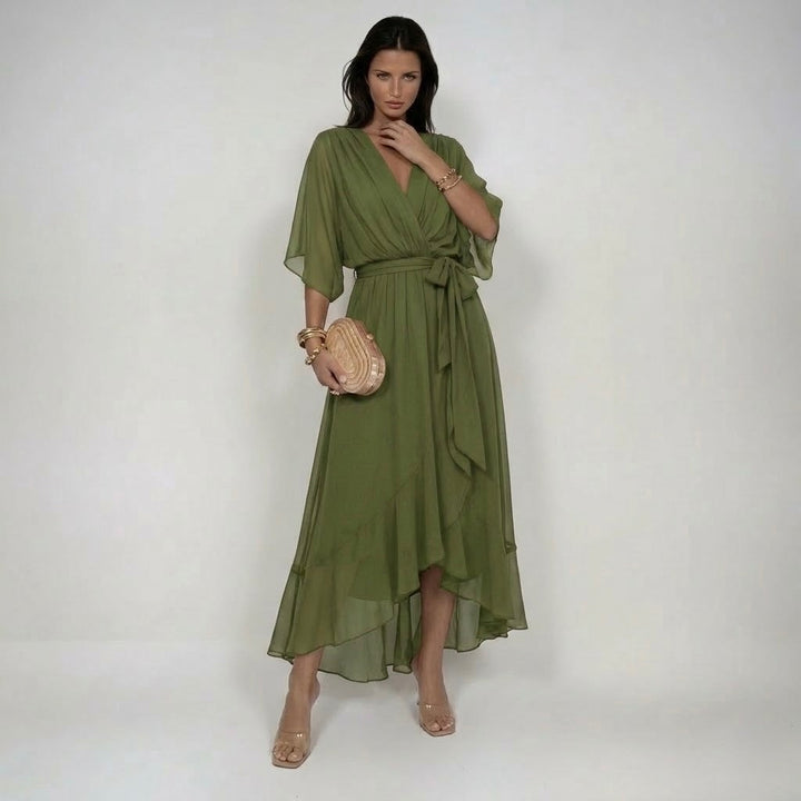 MARTA | ABITO IN CHIFFON CON SCOLLATURA A V